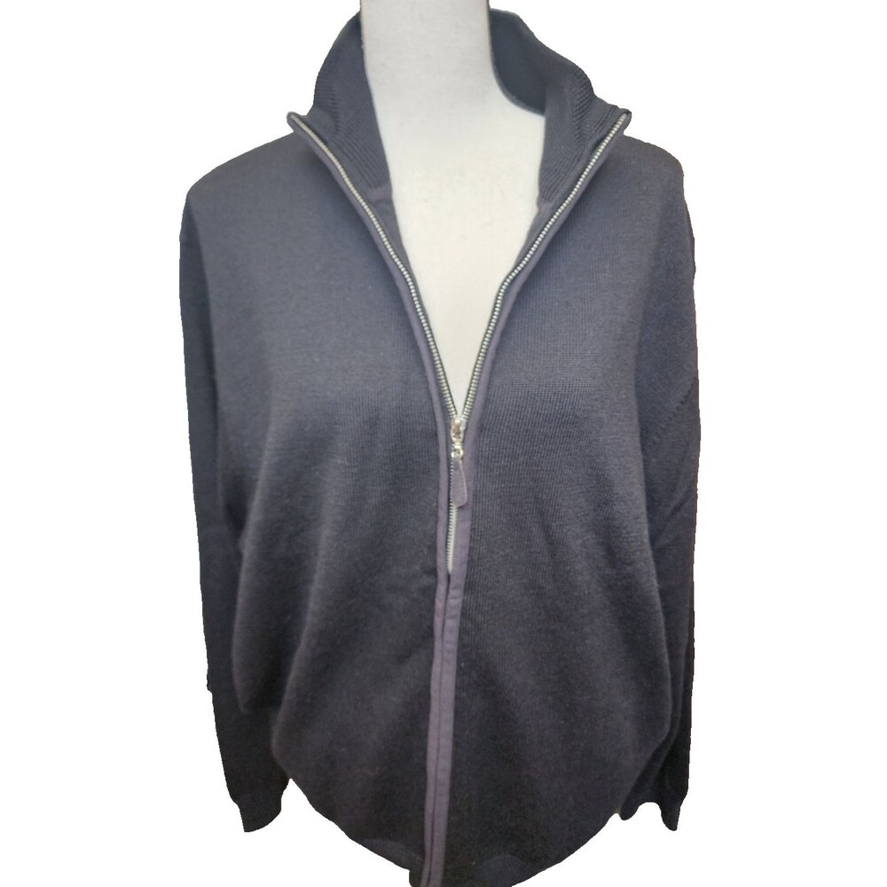 Johnston & Murphy Merino Wool Sweater Full Zip Black Size XL